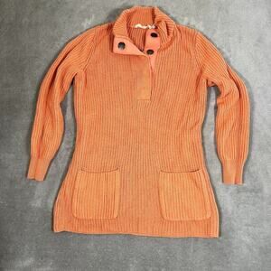 Soft Surroundings Highland Sweater Peach Women's Sm Chunky Knit Long Lagenlook